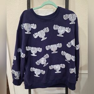 Queen Of Sparkles Moose Mug Sweatshirt Size Med QOS
